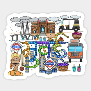 Mumbai City Doodle - Travel Lover Sticker